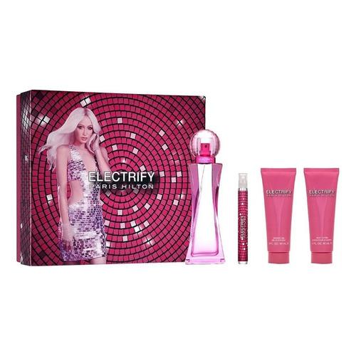 Paris Hilton Set Electrify 4 Pz para Mujer Fragancia Oriental Floral Nueva 2019 con Notas de Ozónicas y Amapola Roja