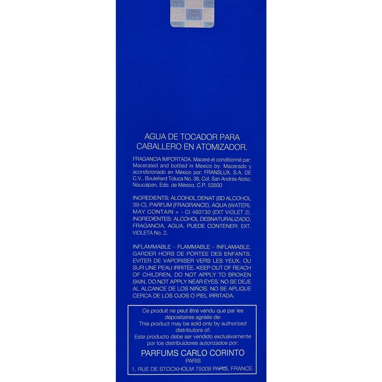 315 Carlo Corinto Caballero Carlo Corinto 100 ml Edt Spray - Hombre