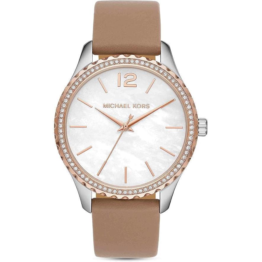 Michael Kors Reloj Mk2910 para Mujer con Correa de Cuero y Dial de Concha Elegante y Sofisticado