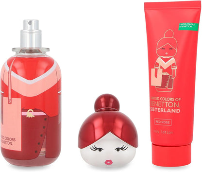 Set Benetton Sisterland Red Rose 2Pzs 80Ml Edt Spray/ Body Lotion 75Ml - Mujer