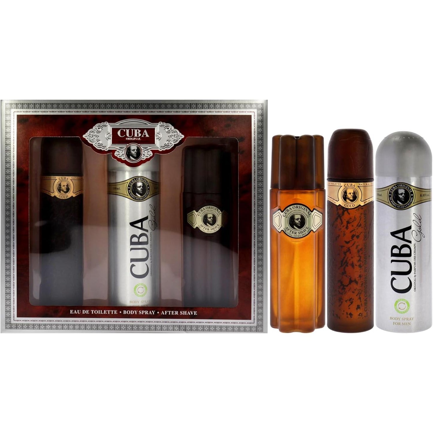 Cuba Gold Des Champs 3 Pz - Hombre Fragancia Amaderada Aromática con Lavanda Vetiver Bergamota y Jazmín para Hombres
