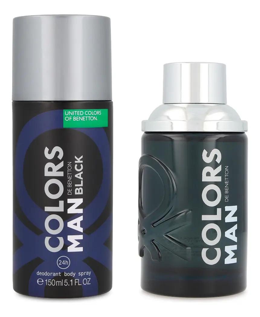 Set Benetton Colors Black 2Pzs 100Ml Edt Spray/ Desodorante 150Ml Spray - Hombre