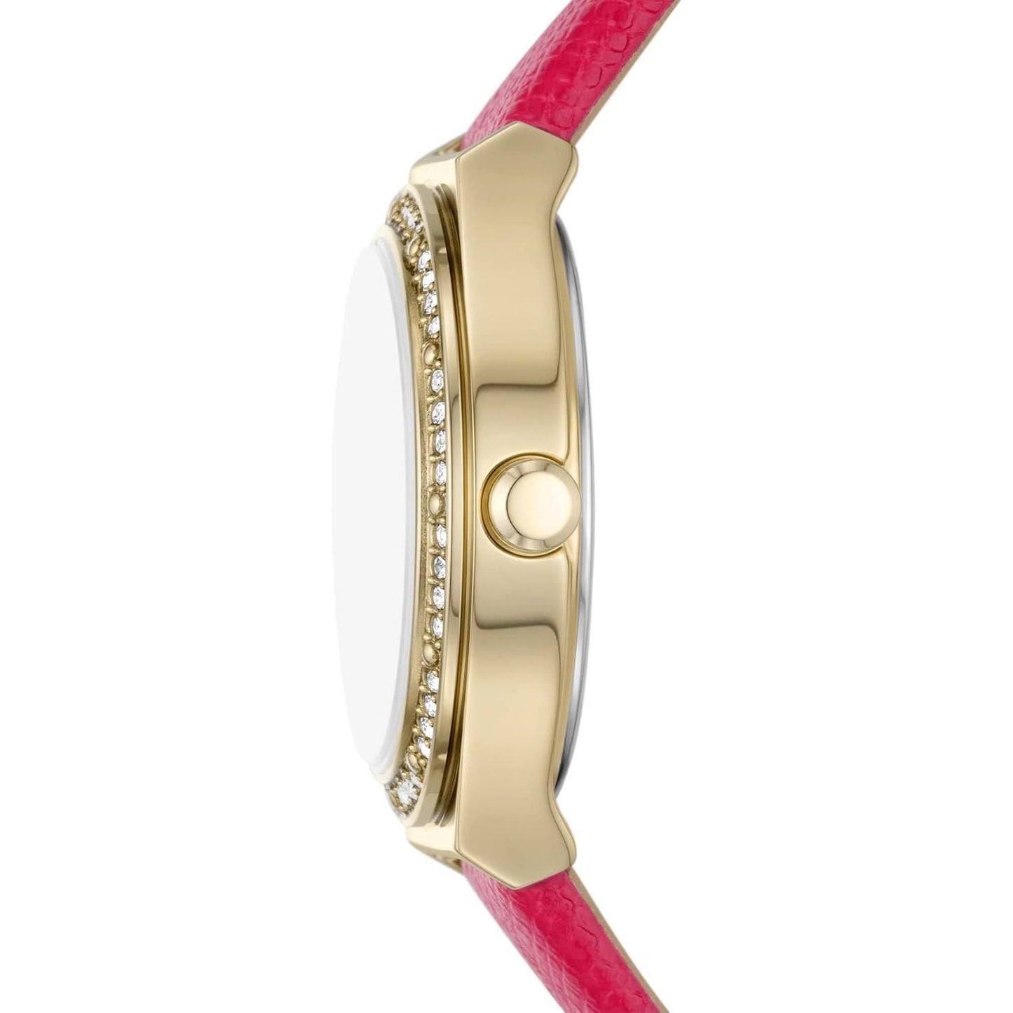 Donna Karan Reloj Ny6611 para Mujer con Correa Rosa y Marco Dorado con Cristales