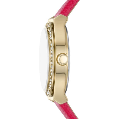 Donna Karan Reloj Ny6611 para Mujer con Correa Rosa y Marco Dorado con Cristales