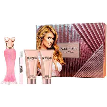 Paris Hilton Set Rose Rush 4 Pz para Mujer Fragancia Floral Frutal con Notas de Rosa y Neroli Lanzamiento 2017