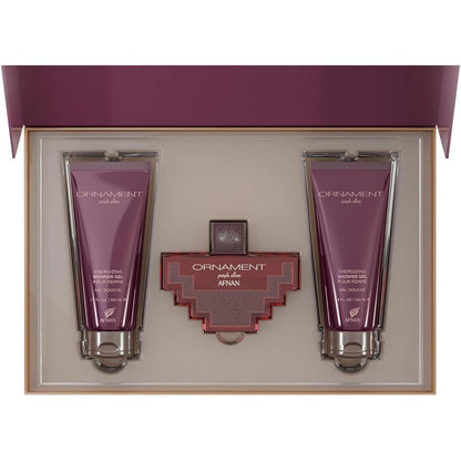 Set Afnan Ornament Purple Allure 3Pzs 100Ml Edp Spray/ Body Lotion 100Ml/ Shower Gel 100Ml - Mujer