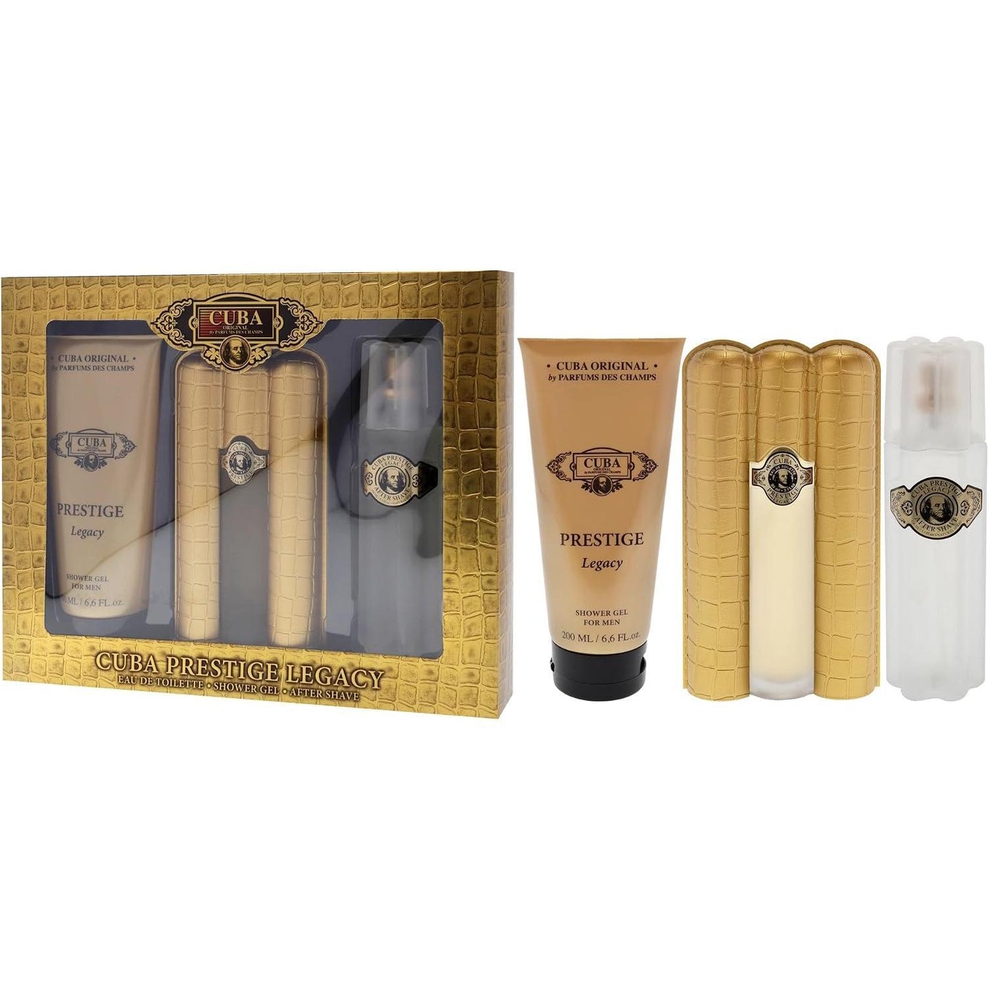 Set Cuba Prestige Legacy 3Pzs 90Ml Edt Spray/ Shower Gel 200Ml/ After Shave 100Ml Spray - Hombre