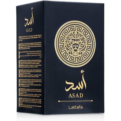 Lattafa Asad 100 ml Edp Spray para Hombre - Fragancia Ámbar con Notas Especiadas Vainilla y Clavo de Olor