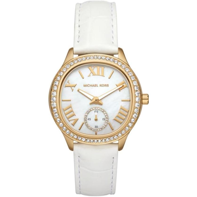 Michael Kors Reloj Mk4818 para Mujer con Correa Blanca y Dial con Números Romanos Elegante y Sofisticado