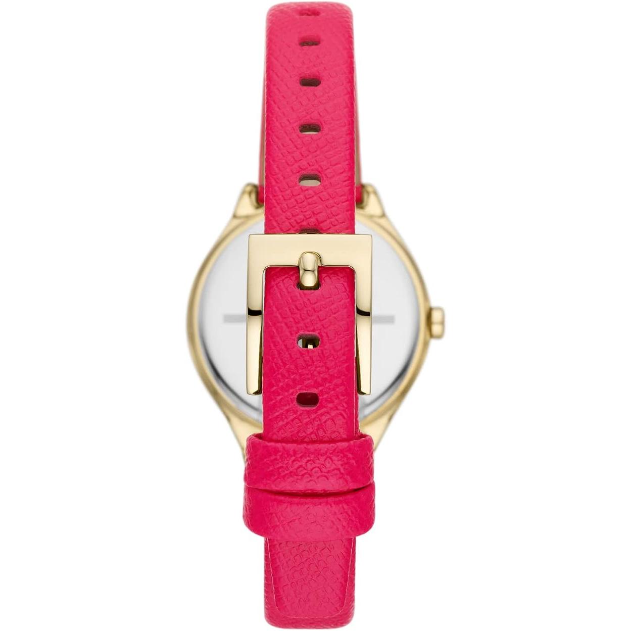 Donna Karan Reloj Ny6611 para Mujer con Correa Rosa y Marco Dorado con Cristales