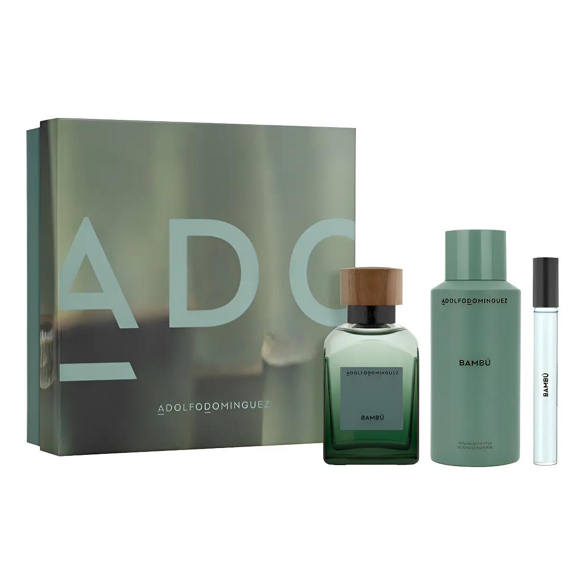 Set Adolfo Dominguez Bambu 3Pzs 120Ml Edp Spray/ Desodorante 150Ml Spray/ 10Ml Edp Spray - Hombre
