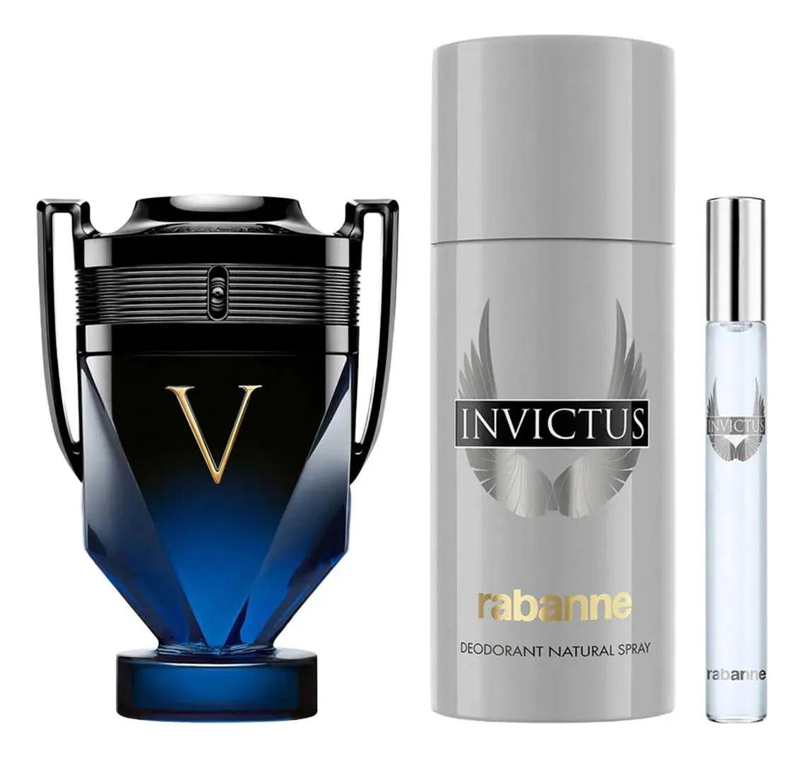 Rabanne Set Invictus Victory Elixir 3Pzs 100Ml Edp Spray/ Desodorante 150Ml Spray/ 10Ml Edt Spray - Hombre