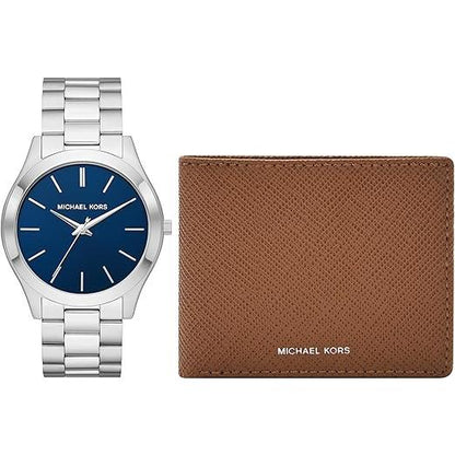 Michael Kors Reloj Mk1060Set para Hombre con Correa de Acero y Cartera de Cuero