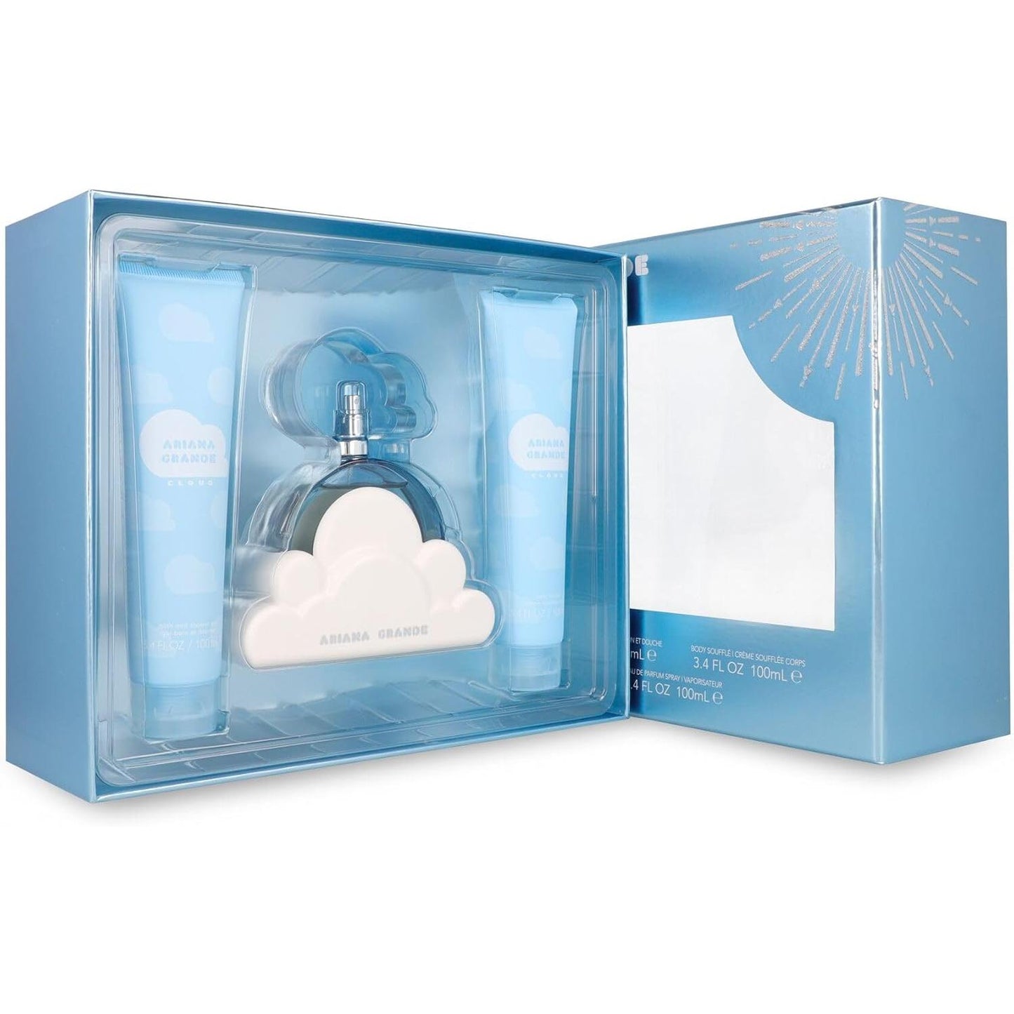 Set Ariana Grande Cloud 3Pzs 100Ml Edp Spray/ Shower Gel 100Ml/ Body Souffle 100Ml - Mujer