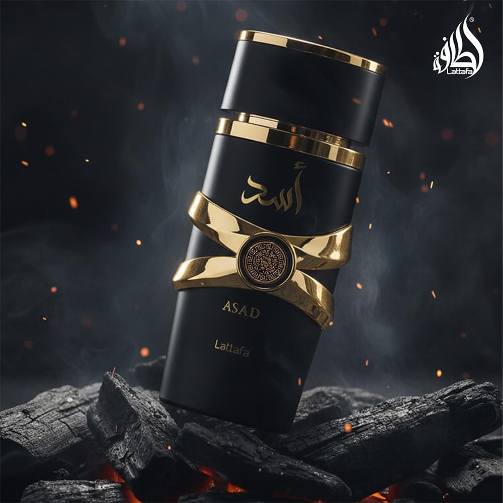 Lattafa Asad 100 ml Edp Spray para Hombre - Fragancia Ámbar con Notas Especiadas Vainilla y Clavo de Olor