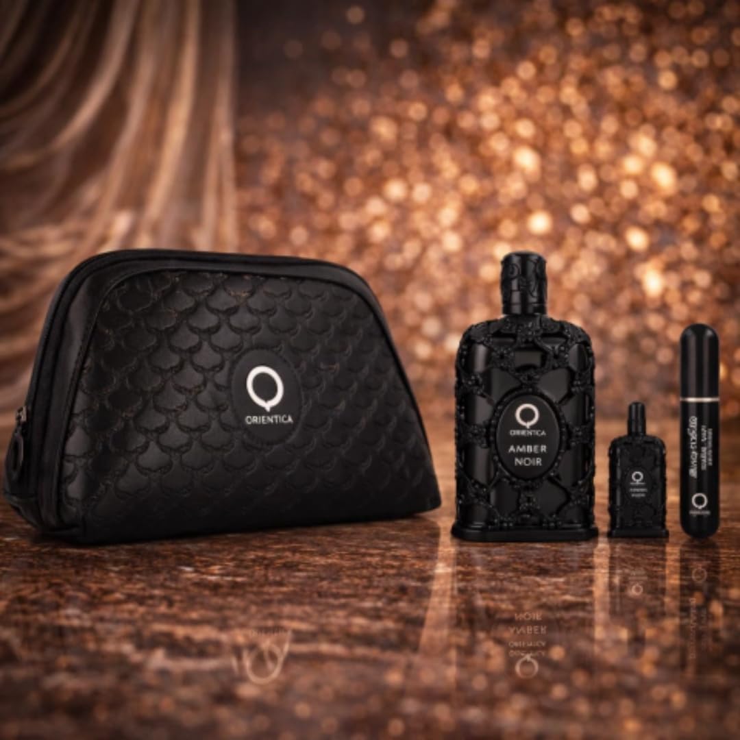 Set Orientica Luxury Collection Amber Noir 4Pzs 80Ml Edp Spray/ Perfumero Rellenable/Bolso Pequeño/ 7.5Ml Edp - Unsex