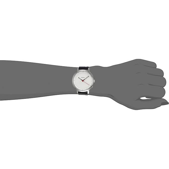 DKNY Reloj Ny2717 para Mujer con Correa Negra y Detalles Blancos y Rojos