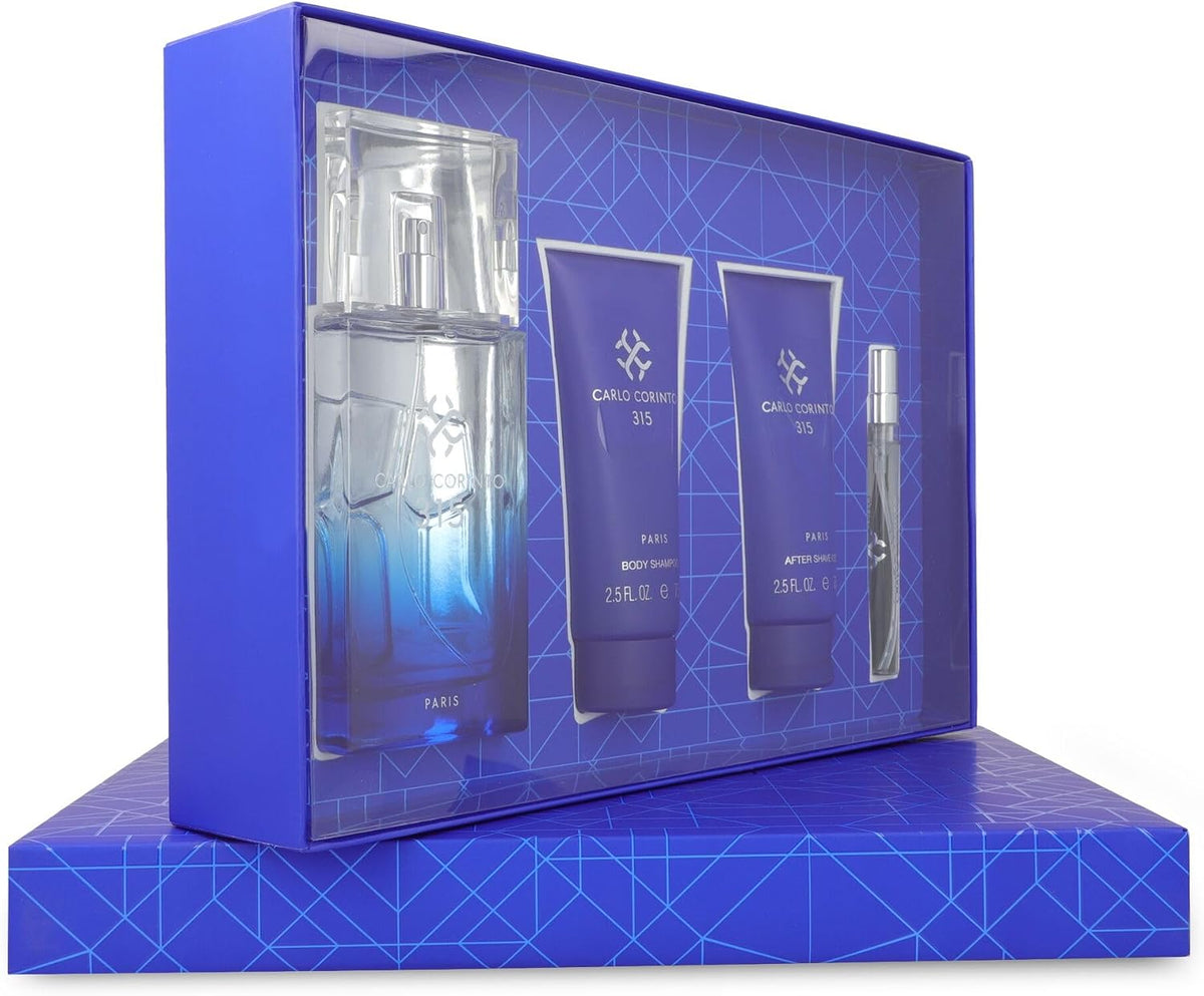 Set Carlo Corinto 315 4Pzs 100Ml Edt Spray/ 75Ml Body Shampoo/ After Shave 75Ml/ 10Ml Edt Spray - Hombre