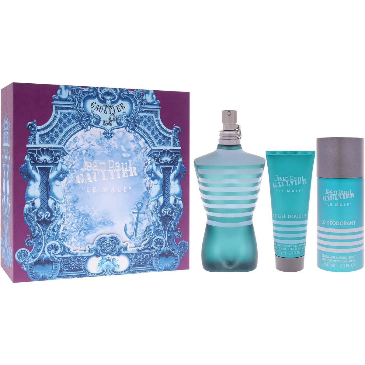 Set Jean Paul Gaultier Le Male 3Pzs 125Ml Edt Spray/ Shower Gel 75Ml/ Desodorante 150Ml Spray Para Hombre