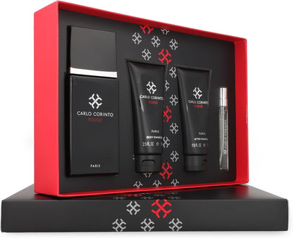 Set Carlo Corinto Rouge 4Pzs 100Ml Edt Spray /Body Shampoo 75Ml/ After Shave 75Ml /10Ml Edt Spray - Hombre