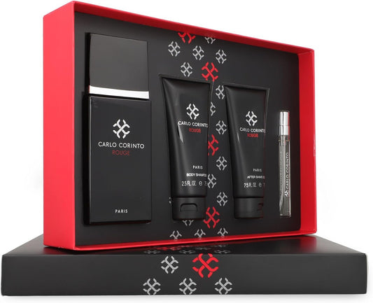 Set Carlo Corinto Rouge 4Pzs 100Ml Edt Spray /Body Shampoo 75Ml/ After Shave 75Ml /10Ml Edt Spray - Hombre