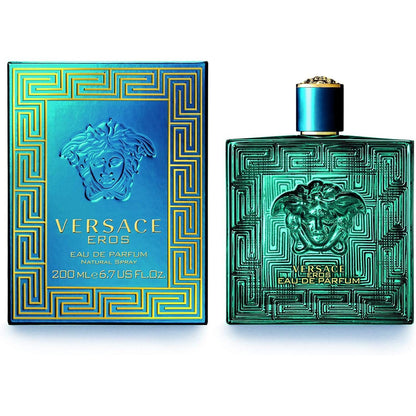 Versace Eros 200 ml Eau de Parfum para Hombre - Fragancia Ámbar Amaderada con Notas de Menta y Vainilla