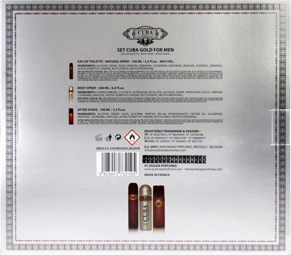 Cuba Gold Des Champs 3 Pz - Hombre Fragancia Amaderada Aromática con Lavanda Vetiver Bergamota y Jazmín para Hombres