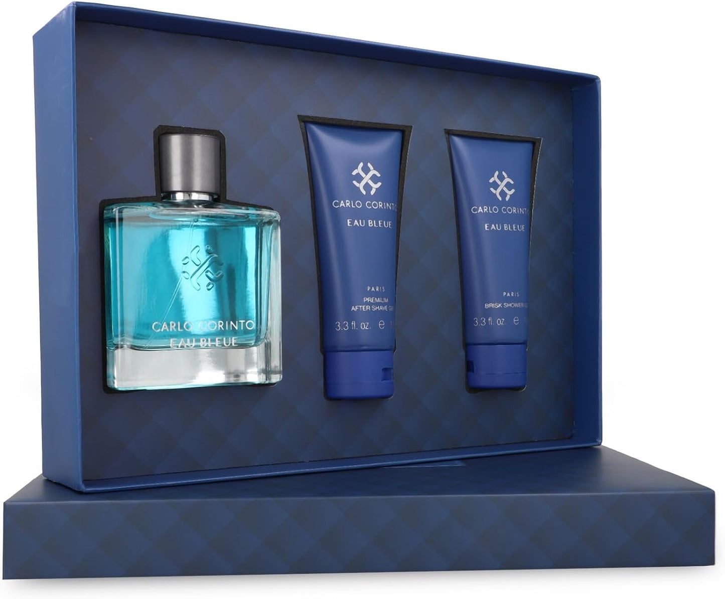 Set Carlo Corinto Eau Bleue 3Pzs 100Ml Edt Spray/ Brisk Shower Gel 100Ml/ After Shave Gel 100Ml - Hombre