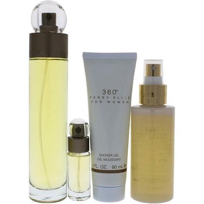 Perry Ellis Set 360° 4Pz 100Ml Edt Spray Shower Gel 90Ml 7.5Ml Edt Spray - Mujer