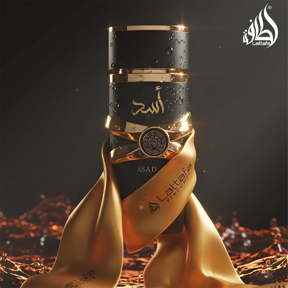 Lattafa Asad 100 ml Edp Spray para Hombre - Fragancia Ámbar con Notas Especiadas Vainilla y Clavo de Olor