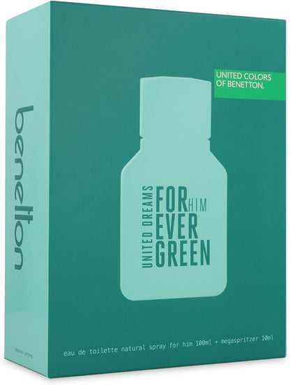 Set Benetton United Dreams Forever Green 2Pzs 100Ml Edt Spray/ 10Ml Edt Spray - Hombre