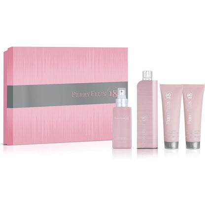 Set Perry Ellis 18 4Pzs 100Ml Edp Spray/ Shower Gel 90Ml/ Body Mist 118Ml Spray/ Body Lotion 90Ml - Mujer