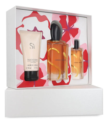 Set Giorgio Armani Si Intense 3Pzs 100Ml Edp Spray/ Body Lotion 50Ml/ 15Ml Edp Spray - Mujer
