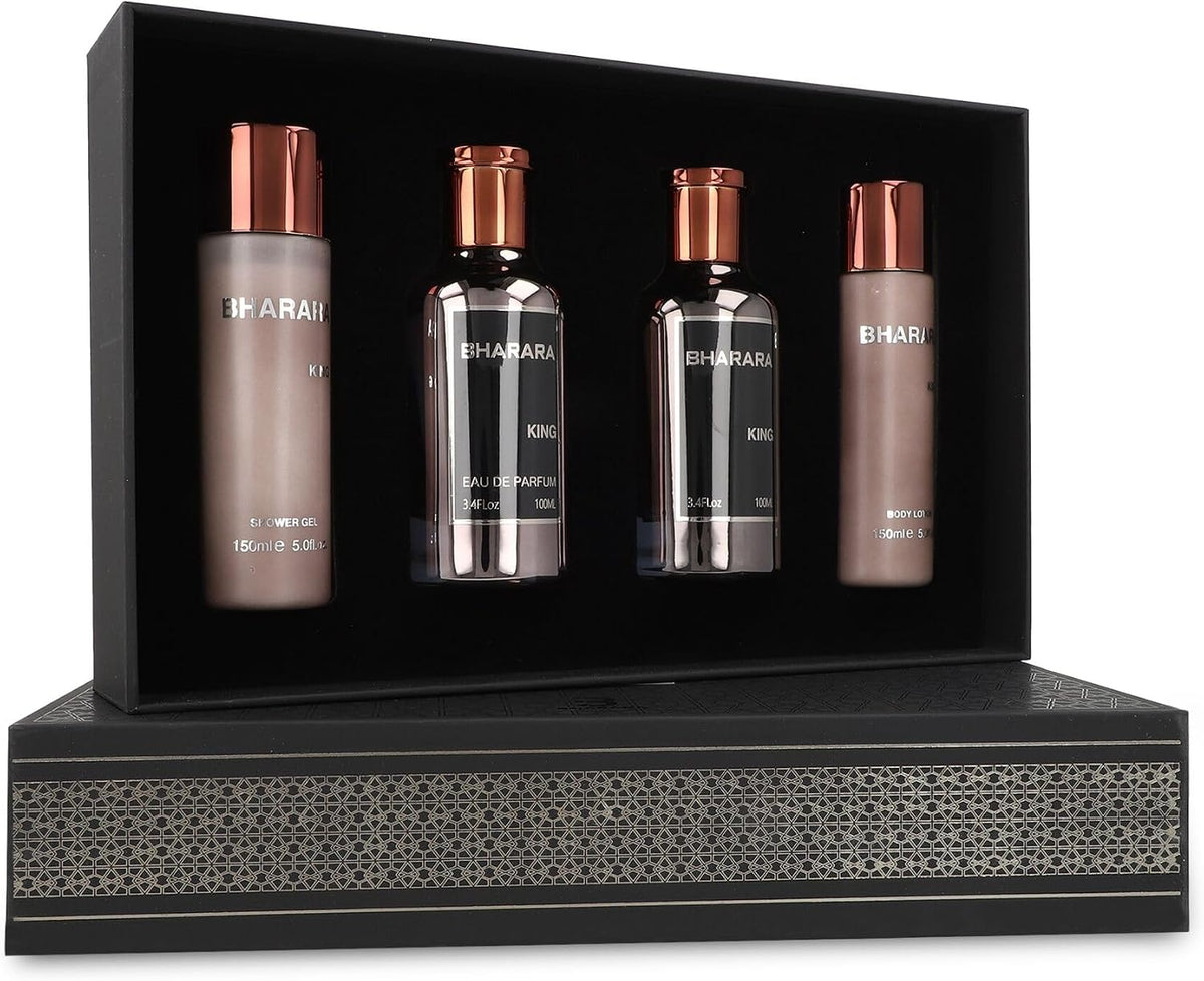 Bharara Set King 4 pz para Hombre Fragancia Frutal con Notas de Naranja Bergamota y Limón 150ml