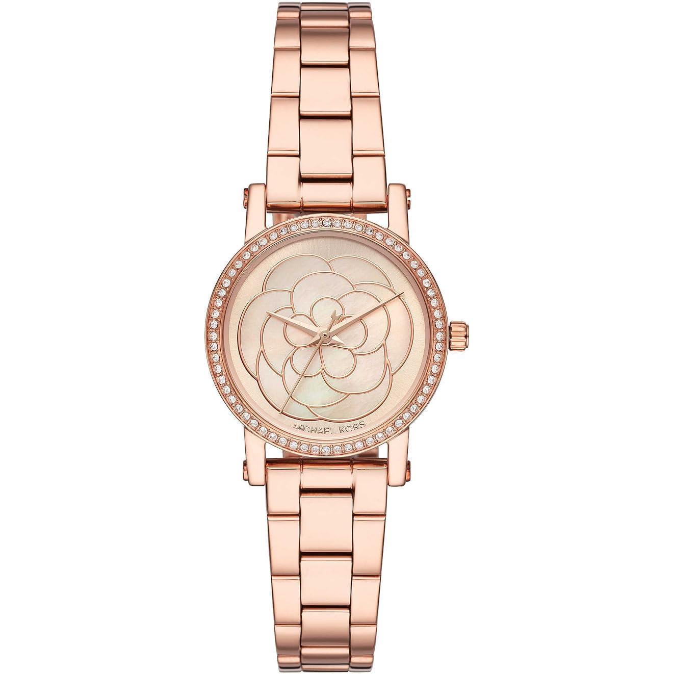 Michael Kors Reloj Mk3892 para Mujer con Diseño Floral y Pulsera de Acero Inoxidable