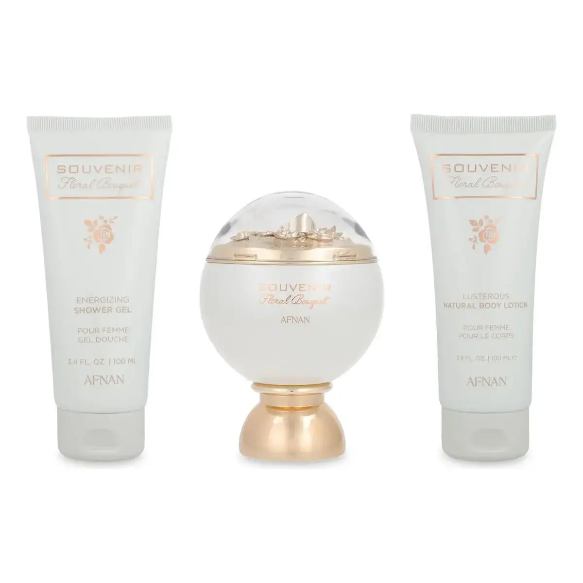 Set Afnan Souvenir Floral Bouquet 3Pzs 100Ml Edp Spray/ Body Lotion 100Ml/ Shower Gel 100Ml - Mujer