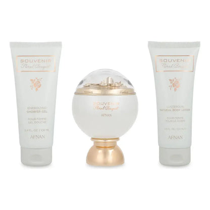 Set Afnan Souvenir Floral Bouquet 3Pzs 100Ml Edp Spray/ Body Lotion 100Ml/ Shower Gel 100Ml - Mujer