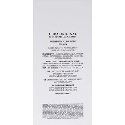 Authentic Cuba Bold Des Champs 100 ml Edt Spray - Hombre