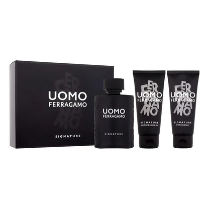 Set Ferragamo Uomo Signature 3Pzs 100Ml Edp Spray/ After Shave 100Ml/ Shower Gel 100Ml - Hombre