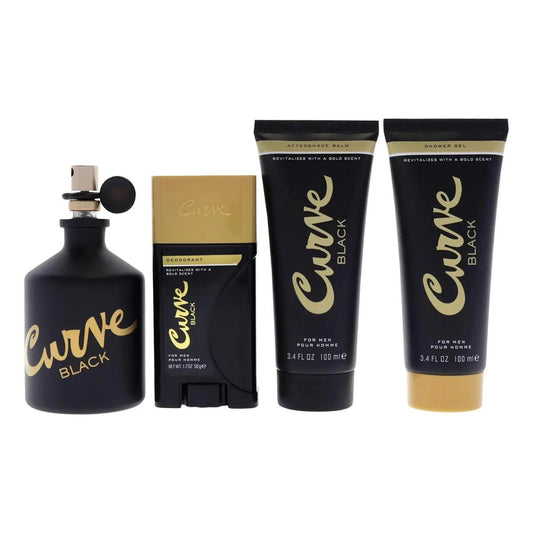 Set Liz Claiborne Curve Black 4Pzs 125Ml Edc Spray/ After Shave 100Ml/ Shower Gel 100Ml/ Desodorante 50G - Hombre