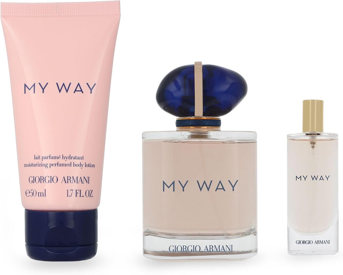 Giorgio Armani Set My Way 3Pzs 90Ml Edp Spray/ Body Lotion 50Ml/ 15Ml Edp Spray - Mujer