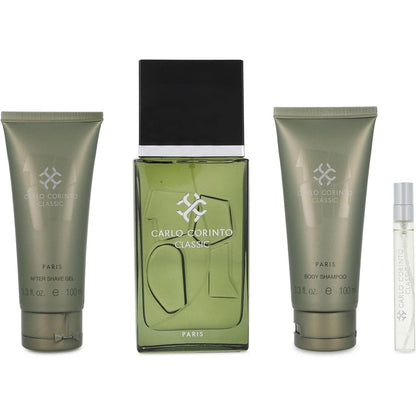 Set Carlo Corinto Classic 4Pzs 100Ml Edt Spray/ Body Shampoo 100Ml/ After Shave 100Ml/ 10Ml Edt Spray - Hombre