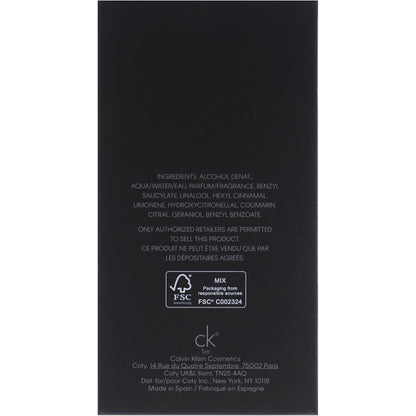 Ck Be Unisex Calvin Klein 100 ml Edt Spray - Hombre