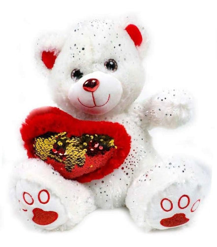 Peluche Oso Corazón 30 Cm Blanco Rojo 1577-148 - PriceOnLine