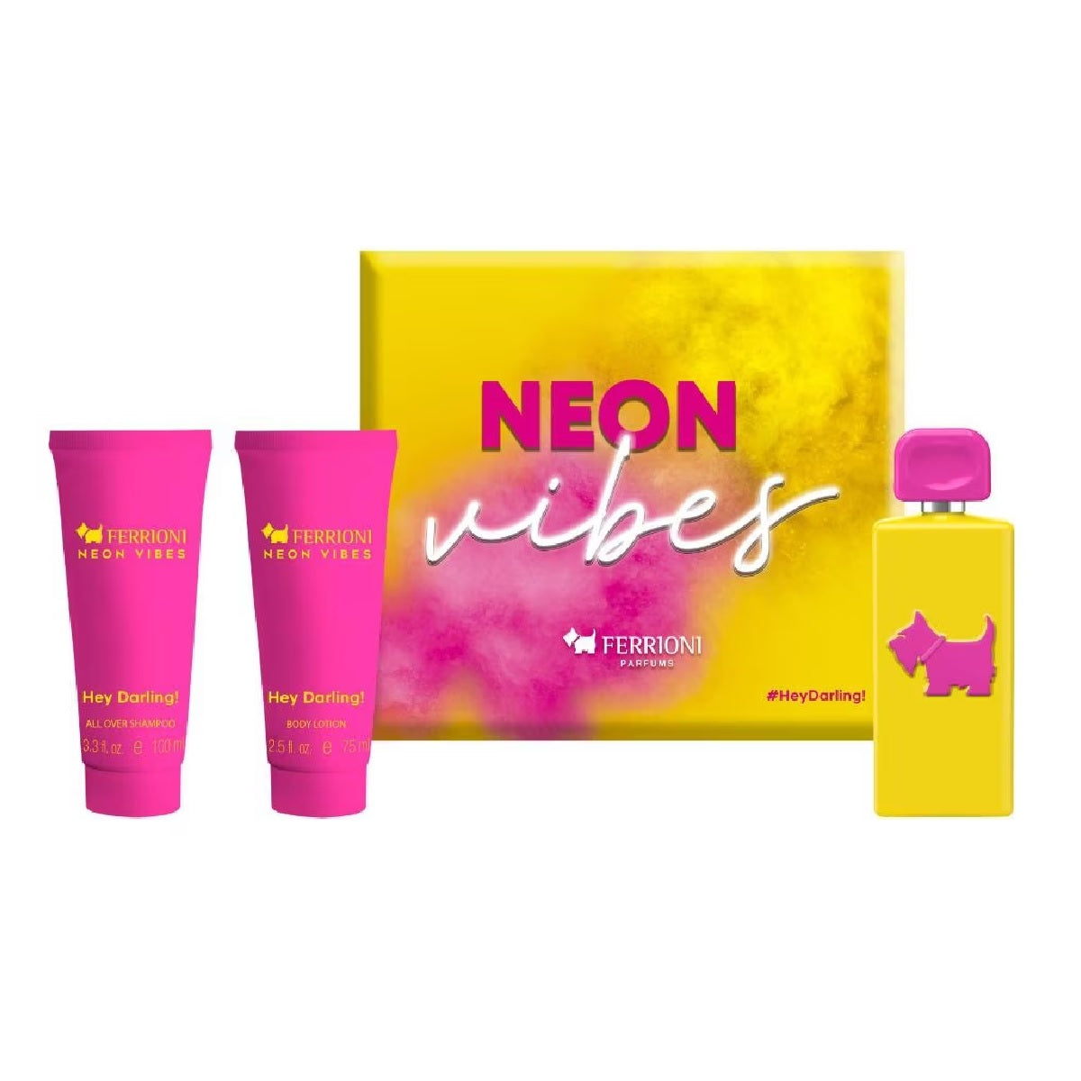 Set Neon Vibes Hey Darling! Dama Ferrioni 3 pz | Perfumes y Fragancias PriceOnLine