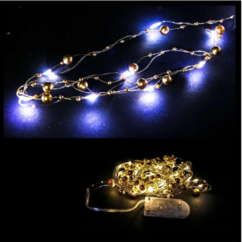 Luces Guirnalda Perlas Navideñas Oro 3m 30F Micro Led Luz Cálida Baterias - PriceOnLine