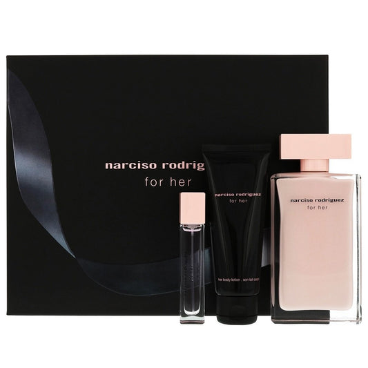Set Narciso Rodriguez For Her Dama Narciso Rodriguez 3 pz (100 ml edp + 10 ml edp + 75 ml lotion) - PriceOnLine | Perfumes y Fragancias PriceOnLine