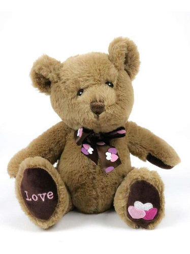 Oso Super Clasico 30 Cm Moño Corazones Café Rosa - PriceOnLine