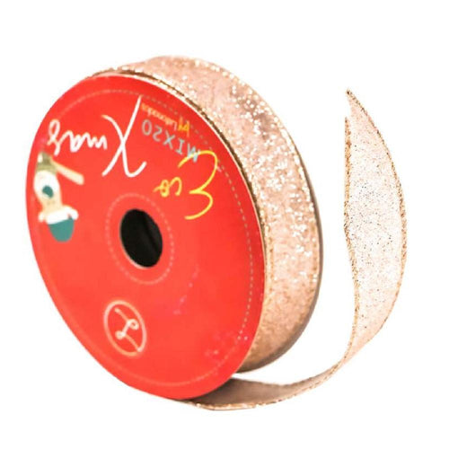 Liston Navideño Glitter 23 mm X 9.1 m Rosa Viejo - PriceOnLine