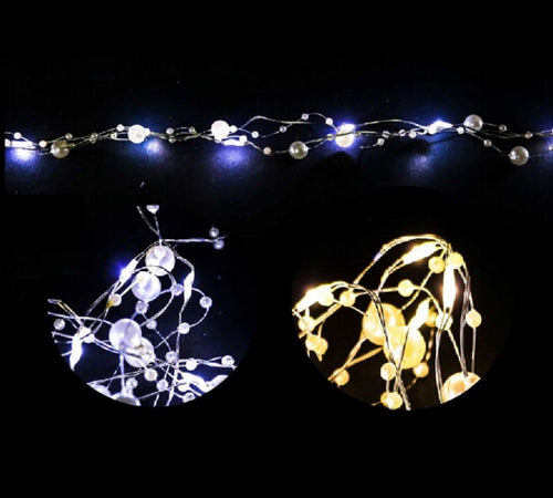 Luces Guirnalda Perlas Navideñas Blancas 3m 30F Micro Led Luz Cálida Baterias - PriceOnLine